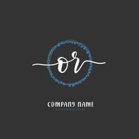 OR Initial handwriting and signature logo design with circle. Beautiful design handwritten logo for fashion, team, wedding, luxury logo. vector