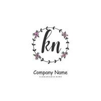 KN Initial handwriting and signature logo design with circle. Beautiful design handwritten logo for fashion, team, wedding, luxury logo. vector