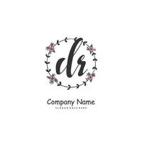 DR Initial handwriting and signature logo design with circle. Beautiful design handwritten logo for fashion, team, wedding, luxury logo. vector