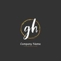 GH Initial handwriting and signature logo design with circle. Beautiful design handwritten logo for fashion, team, wedding, luxury logo. vector
