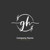 gh escritura a mano inicial y diseño de logotipo de firma con círculo. hermoso diseño de logotipo escrito a mano para moda, equipo, boda, logotipo de lujo. vector