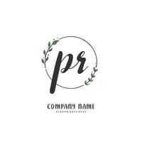 pr letra inicial y diseño de logotipo de firma con círculo. hermoso diseño de logotipo escrito a mano para moda, equipo, boda, logotipo de lujo. vector