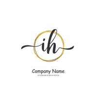 IH Initial handwriting and signature logo design with circle. Beautiful design handwritten logo for fashion, team, wedding, luxury logo. vector