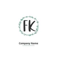 FK Initial handwriting and signature logo design with circle. Beautiful design handwritten logo for fashion, team, wedding, luxury logo. vector