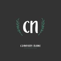 cn escritura a mano inicial y diseño de logotipo de firma con círculo. hermoso diseño de logotipo escrito a mano para moda, equipo, boda, logotipo de lujo. vector