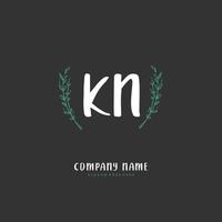 KN Initial handwriting and signature logo design with circle. Beautiful design handwritten logo for fashion, team, wedding, luxury logo. vector