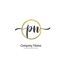 PN Initial handwriting and signature logo design with circle. Beautiful design handwritten logo for fashion, team, wedding, luxury logo. vector