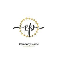 ep escritura a mano inicial y diseño de logotipo de firma con círculo. hermoso diseño de logotipo escrito a mano para moda, equipo, boda, logotipo de lujo. vector