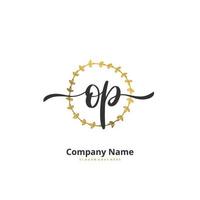 OP Initial handwriting and signature logo design with circle. Beautiful design handwritten logo for fashion, team, wedding, luxury logo. vector