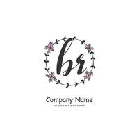 BR Initial handwriting and signature logo design with circle. Beautiful design handwritten logo for fashion, team, wedding, luxury logo. vector