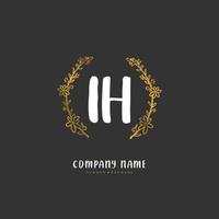 ih escritura a mano inicial y diseño de logotipo de firma con círculo. hermoso diseño de logotipo escrito a mano para moda, equipo, boda, logotipo de lujo. vector