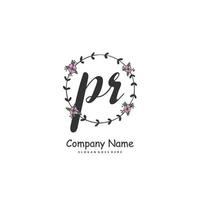 PR Initial handwriting and signature logo design with circle. Beautiful design handwritten logo for fashion, team, wedding, luxury logo. vector