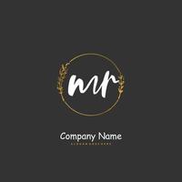 MR Initial handwriting and signature logo design with circle. Beautiful design handwritten logo for fashion, team, wedding, luxury logo. vector