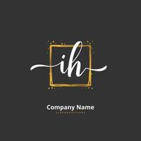 IH Initial handwriting and signature logo design with circle. Beautiful design handwritten logo for fashion, team, wedding, luxury logo. vector