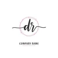 DR Initial handwriting and signature logo design with circle. Beautiful design handwritten logo for fashion, team, wedding, luxury logo. vector