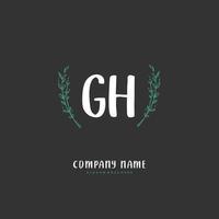 GH Initial handwriting and signature logo design with circle. Beautiful design handwritten logo for fashion, team, wedding, luxury logo. vector