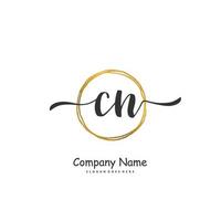 CN Initial handwriting and signature logo design with circle. Beautiful design handwritten logo for fashion, team, wedding, luxury logo. vector