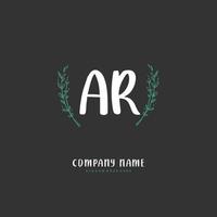 ar escritura a mano inicial y diseño de logotipo de firma con círculo. hermoso diseño de logotipo escrito a mano para moda, equipo, boda, logotipo de lujo. vector