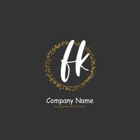 FK Initial handwriting and signature logo design with circle. Beautiful design handwritten logo for fashion, team, wedding, luxury logo. vector