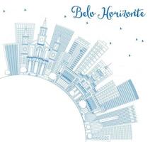 Outline Belo Horizonte Skyline with Blue Buildings and Copy Space. vector