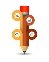 pencil with different signs in circles on a white background vector