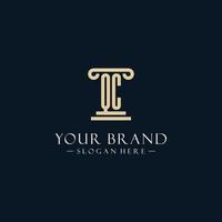 QC initial monogram logos with pillar shapes style vector