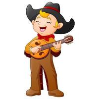 Cartoon cowboy playing a guitar vector