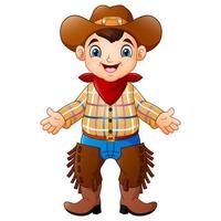 Cute happy boy wearing a cowboy costume vector