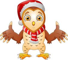 Cute Cartoon Owl in a Santa hat vector