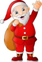 Cartoon santa claus carrying sack full of gifts vector