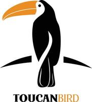 Simple toucan bird sitting art logo icon symbol design illustration inspiration. Beautiful bird logo icon design. vector