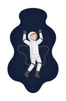 Vector illustration of an astronaut isolated on a black background. Concept of space.