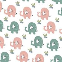 Seamless pattern with elephant and butterfly animal characters perfect for wrapping paper vector