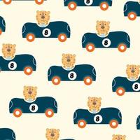 Seamless pattern with cute lion animal characters perfect for wrapping paper vector