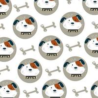 Seamless pattern with dog head character perfect for wrapping paper vector