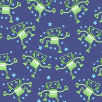 Seamless pattern with robots perfect for wrapping paper vector