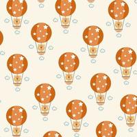 Seamless pattern with cute lion animals on balloons perfect for wrapping paper vector