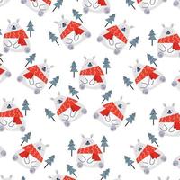 Seamless pattern with cute bears and trees perfect for wrapping paper vector