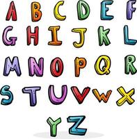 doodle cartoon alphabet vector