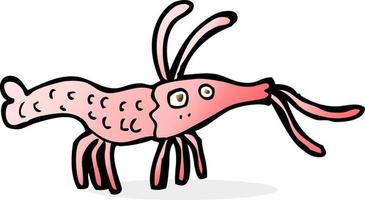 doodle character cartoon shrimp vector