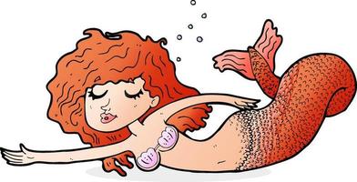 doodle character cartoon mermaid vector