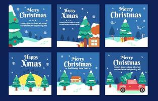 Christmas Tree Social Media Posts Set vector