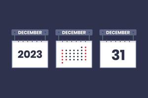 Diseño de calendario 2023 icono del 31 de diciembre. Calendario del 31 de diciembre, cita, concepto de fecha importante. vector