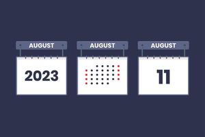 Diseño de calendario 2023 icono del 11 de agosto. Calendario del 11 de agosto, cita, concepto de fecha importante. vector