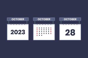 2023 calendar design October 28 icon. 28th October calendar schedule, appointment, important date concept. vector