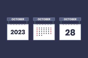 Diseño de calendario 2023 icono del 28 de octubre. Calendario del 28 de octubre, cita, concepto de fecha importante. vector