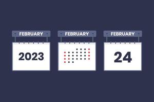 2023 calendar design February 24 icon. 24th February calendar schedule, appointment, important date concept. vector