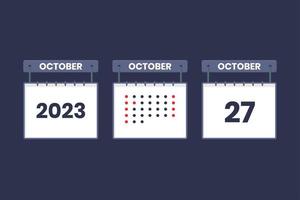 Diseño de calendario 2023 icono del 27 de octubre. Calendario del 27 de octubre, cita, concepto de fecha importante. vector