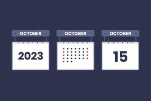 2023 calendar design October 15 icon. 15th October calendar schedule, appointment, important date concept. vector