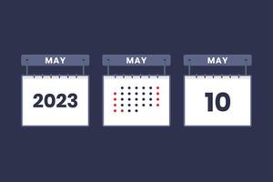 2023 calendar design May 10 icon. 10th May calendar schedule, appointment, important date concept. vector